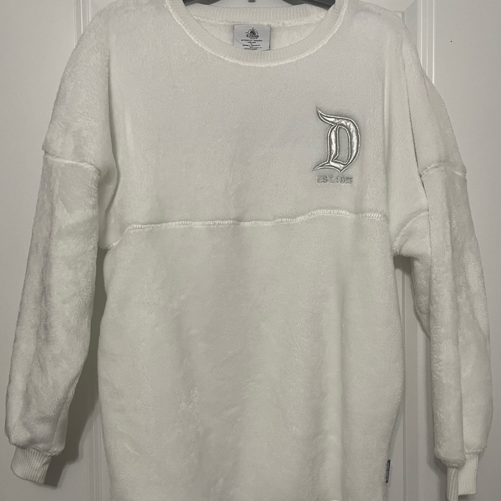 Disney White Crewneck Sweater with Embroidered Design